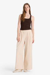 Wide Leg Double Pocket Normal Waist Standard Length Trousers