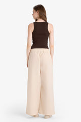 Wide Leg Double Pocket Normal Waist Standard Length Trousers