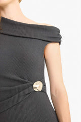 Regular Fit Crinkle One-Shoulder Midi Dress