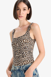 Leopard Print Square Neck Tank Top