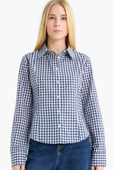 Fitted Plaid Poplin Long Sleeve Shirt