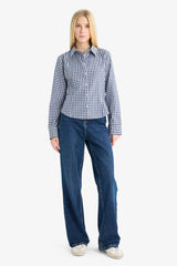 Fitted Plaid Poplin Long Sleeve Shirt