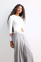 Fitted Crew Neck Ribbed Cardigan