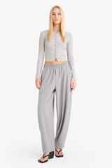 Fitted Crew Neck Ribbed Cardigan