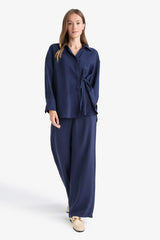 Regular Fit Elastic Waist Modal Trousers