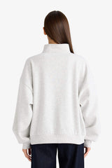 Overshirt Fit Half Zip Printed Thick Fabric Sweatshirt