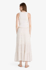 Floral Patterned High Waist Cotton Lined Maxi Skirt