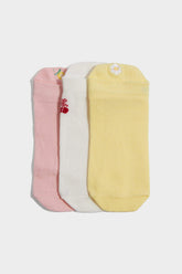 Girls Striped 3-Pack Cotton Ankle Socks