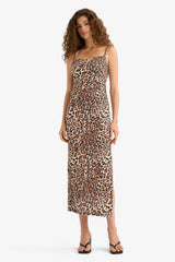Bodycon Leopard Print Strappy Maxi Dress