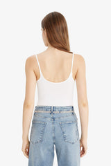 Thin Strap Basic Plain Snap Bodysuit