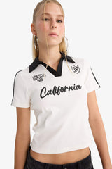 Cool Fitted Printed Rib Short Sleeve T-Shirt