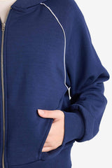 Loose Fit Hooded Zippered Sweatshirt
