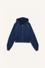 Loose Fit Hooded Zippered Sweatshirt