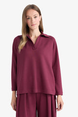 Regular Fit Boat Neck Long Sleeve Tunic