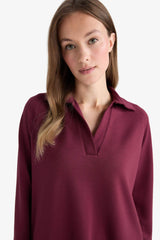 Regular Fit Boat Neck Long Sleeve Tunic