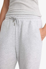Basic Plain Pocketed Waist Tied Thick Jogger Sweatpants