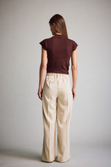 Wide Leg Zip-Up High-Waisted Standard Length Trousers