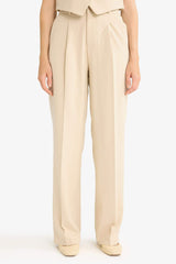 Wide Leg Zip-Up High-Waisted Standard Length Trousers