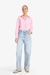 Oversize Fit Modal Long Sleeve Striped Shirt