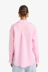 Oversize Fit Modal Long Sleeve Striped Shirt