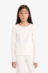 Girls Two-Piece Set: Ribbed Camisole, Long-Sleeved T-Shirt, and Sweatpants