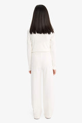 Girls Two-Piece Set: Ribbed Camisole, Long-Sleeved T-Shirt, and Sweatpants