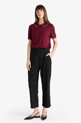 Barrel Fit Crop Ankle Length Trousers