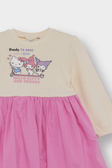 Baby Girl Hello Kitty Long Sleeve Ribbed Camisole Dress