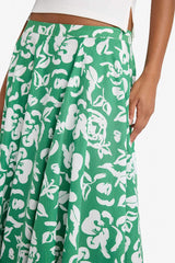 A-Line Floral Patterned Regular Waist Linen-Look Maxi Skirt