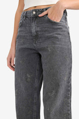 Straight Wide High Waist Long Washed Jean Trousers