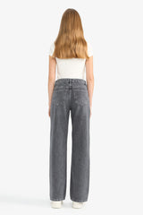 Straight Wide High Waist Long Washed Jean Trousers
