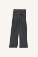 Straight Wide High Waist Long Washed Jean Trousers