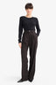 Straight Fit High Waist Long Trousers