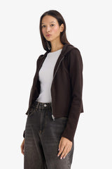 Slim Fit Hooded Zippered Sweatshirt