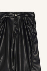 Wide Leg Zip-Up Regular Waist Standard Length Faux Leather Pants