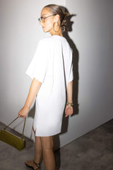 A-line Crew Neck Cotton Short-Sleeved Mini Dress