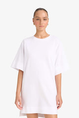 A-line Crew Neck Cotton Short-Sleeved Mini Dress