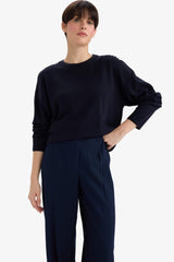 Wool Blend Crew Neck Basic Knit Sweater