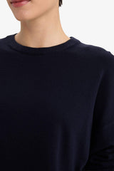 Wool Blend Crew Neck Basic Knit Sweater