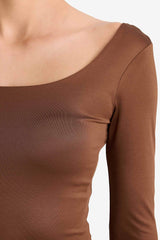 Square Neck Long Sleeve Snap Button Bodysuit