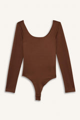 Square Neck Long Sleeve Snap Button Bodysuit