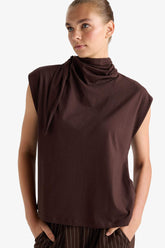 Slim Fit Narrow Cut Half Turtleneck Blouse