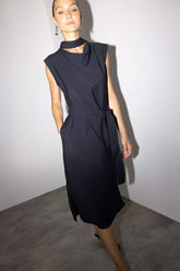 Modal Sleeveless Midi Dress with Tie Detail
