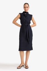 Modal Sleeveless Midi Dress with Tie Detail