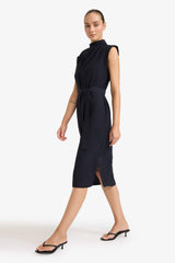 Modal Sleeveless Midi Dress with Tie Detail