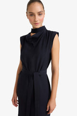 Modal Sleeveless Midi Dress with Tie Detail