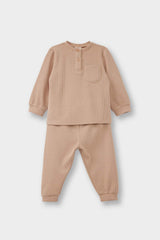 Baby Boy Pajama Set: Long-Sleeved Waffle Top and Long Bottoms