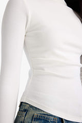 Slim Fit Narrow Cut Boat Neck Ribbed Long Sleeve T-shirt