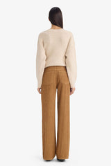 Straight Wide Zippered Regular Waist Standard Length Velvet Trousers