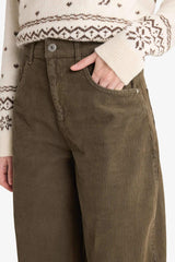 Baggy Fit Zip-Up Regular Waist Standard Length Velvet Trousers